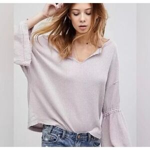 Free People Lavender Waffle Knit Top
